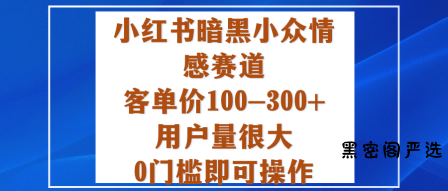 小红书暗黑小众情感赛道，客单价100-300+用户量很大，0门槛即可操作-HeiMiGe