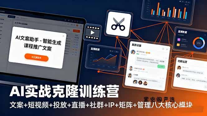AI实战克隆训练营：文案+短视频+投放+直播+社群+IP+矩阵+管理八大核心模块-HeiMiGe
