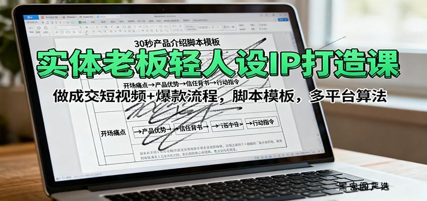 实体老板轻人设IP打造课：做成交短视频+爆款流程，脚本模板，多平台算法-HeiMiGe