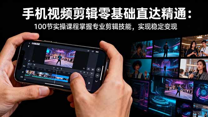 手机视频剪辑零基础直达精通:100节实操课程掌握专业剪辑技能,实现稳...-HeiMiGe