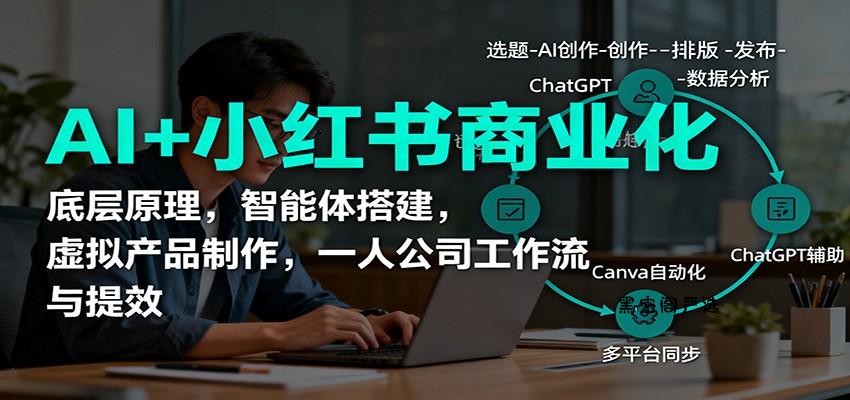 AI+小红书商业化，底层原理，智能体搭建，虚拟产品制作，一人公司工作流与提效-HeiMiGe