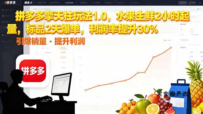 拼多多 擎天柱玩法1.0，水果生鲜2小时起量，标品2天爆单，利润率提升30%-HeiMiGe