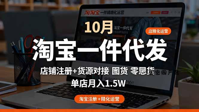 淘宝一件代发精细化运营-10月：店铺注册+货源对接+零囤货，单店月入1.5w-HeiMiGe