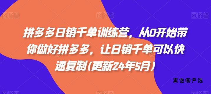 拼多多日销千单训练营，从0开始带你做好拼多多，让日销千单可以快速复制(更新25年10月)-HeiMiGe