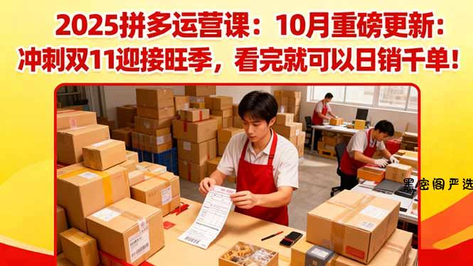2025拼多多运营课：10月重磅更新：冲刺双11迎接旺季，看完就可以日销千单-HeiMiGe