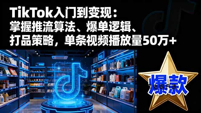 TikTok入门到变现：掌握推流算法、爆单逻辑、打品策略，单条视频播放量50w-HeiMiGe