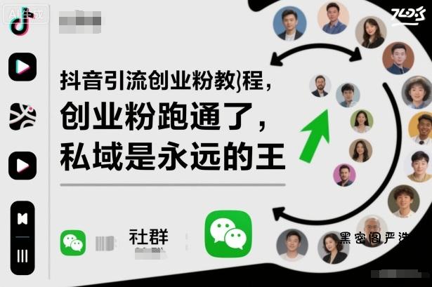 抖音引流创业粉教程，创业粉终于跑通了，私域是永远的王-HeiMiGe