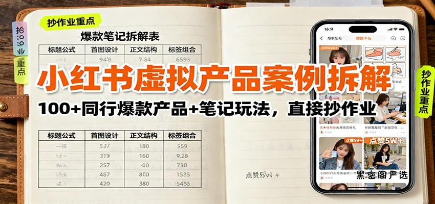 小红书虚拟产品案例拆解：100+同行爆款产品+笔记玩法，直接抄作业-HeiMiGe