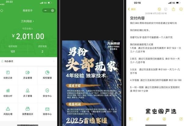 外面收费980全新男粉变现项目,竞争小,利润高,多种方式变现,独家技术