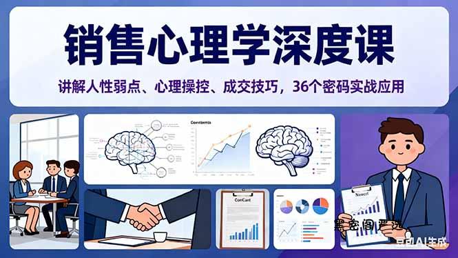 销售心理学深度课，讲解人性弱点、心理操控、成交技巧，36个密码实战应用-HeiMiGe