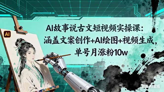 AI故事说古文短视频实操课：涵盖文案创作+AI绘图+视频生成，单号月涨粉10w-HeiMiGe