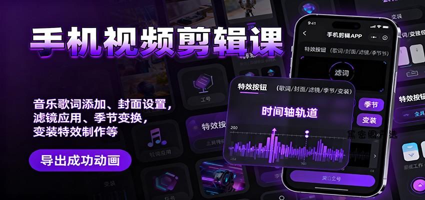 手机视频剪辑课：音乐歌词添加、封面设置、滤镜应用、季节变换、变装特效制作等-HeiMiGe