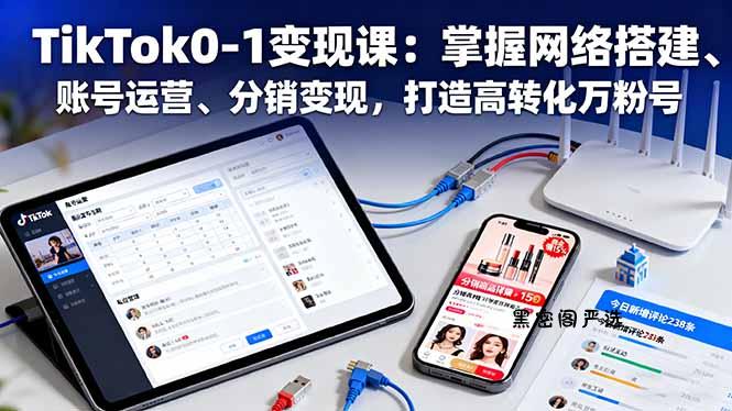 TikTok0-1变现课：掌握网络搭建、账号运营、分销变现，打造高转化万粉号-HeiMiGe