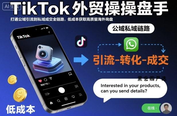 TikTok外贸操盘手，打通公域引流到私域成交全链路，低成本获取高质量海外询盘-HeiMiGe