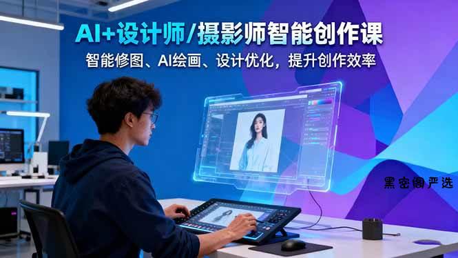 AI+设计师/摄影师智能创作课：智能修图、AI绘画、设计优化，提升创作效率-HeiMiGe