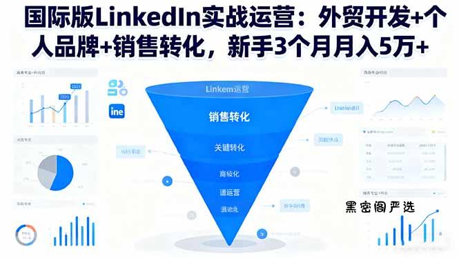 国际版LinkedIn实战运营:外贸开发+个人品牌+销售转化,新手3个月月入5万+-HeiMiGe
