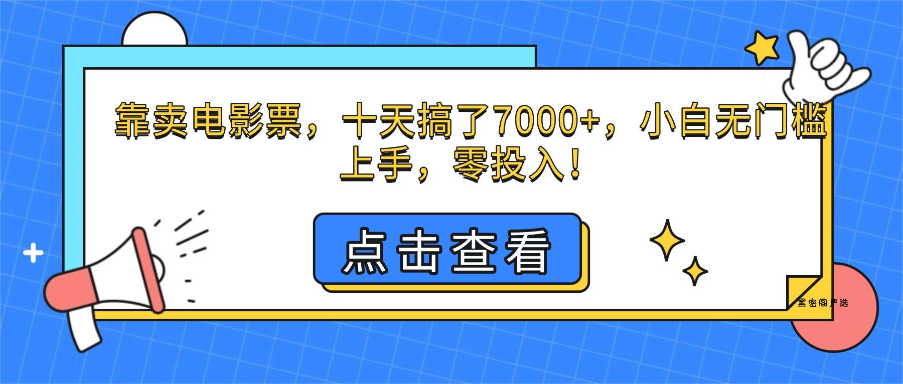 靠卖电影票，十天搞了7000+，小白无门槛上手，零投入！-HeiMiGe