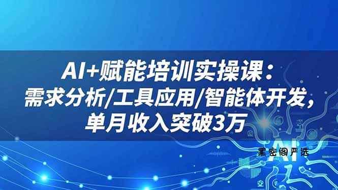 AI+赋能培训实操课：需求分析/工具应用/智能体开发，单月收入突破3万-HeiMiGe