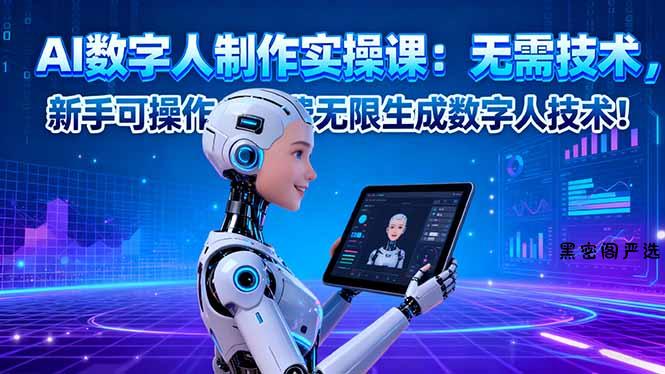 AI数字人制作实操课：无需技术，新手可操作，免费无限生成数字人技术！-HeiMiGe