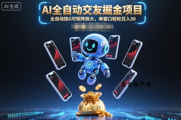 AI全自动交友掘金项目,全自动挂G可矩阵放大,单窗口轻松日入30+【揭秘】