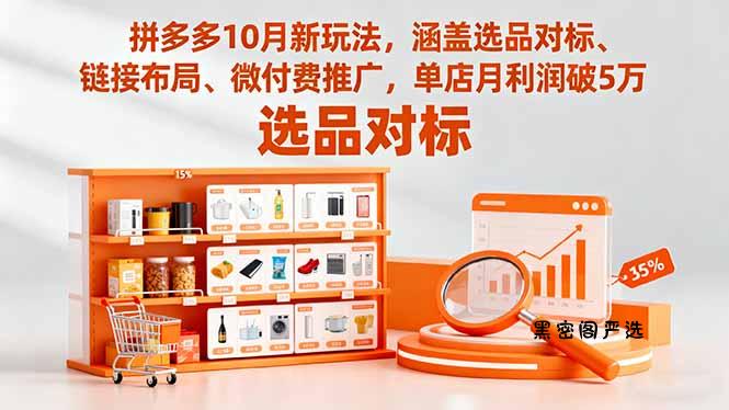 拼多多10月新玩法，涵盖选品对标、链接布局、微付费推广，单店月利润破5万-HeiMiGe