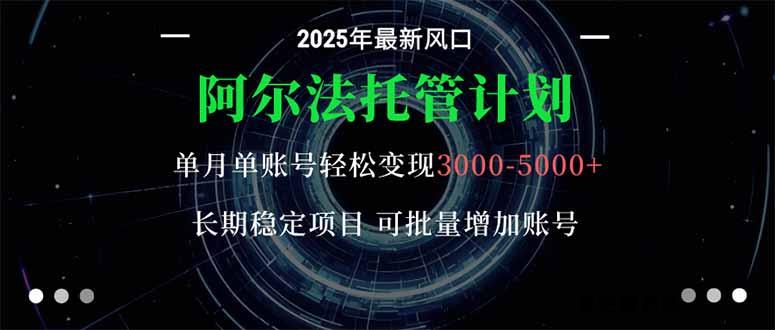阿尔法托管计划 单账号月入3000-5000，长期稳定项目，新手小白轻松上手。-HeiMiGe