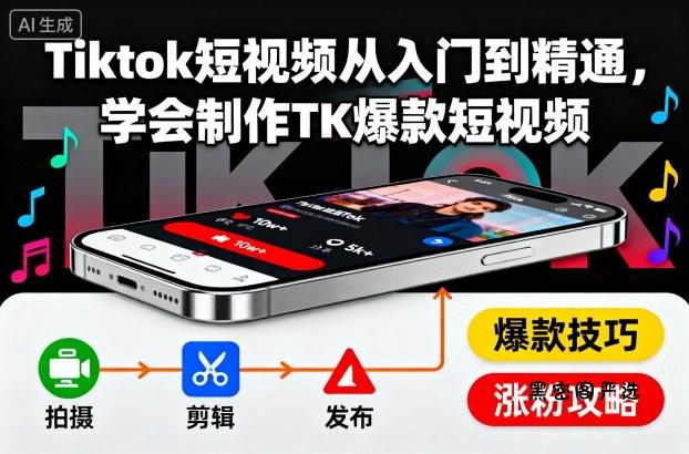 Tiktok短视频从入门到精通，学会制作TK爆款短视频-HeiMiGe