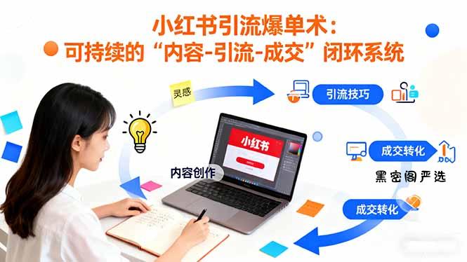 小红书引流爆单术：构建一套低成本 可持续的“内容-引流-成交”闭环系统-HeiMiGe