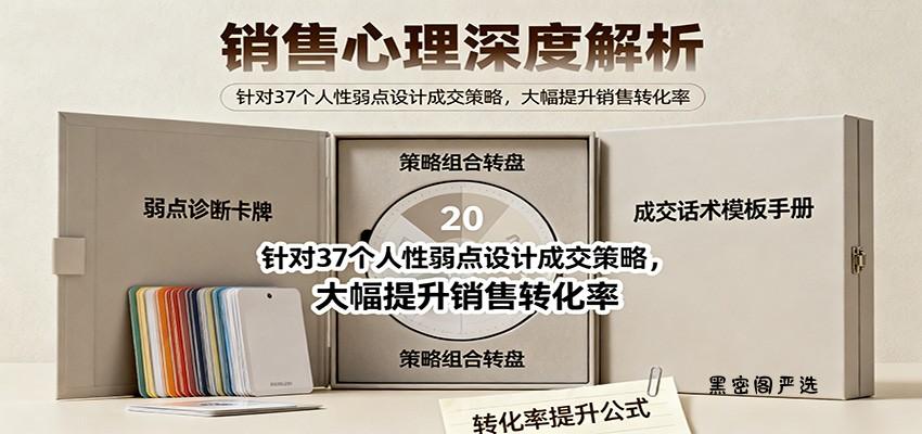 销售心理深度解析：针对37个人性弱点设计成交策略，大幅提升销售转化率！-HeiMiGe