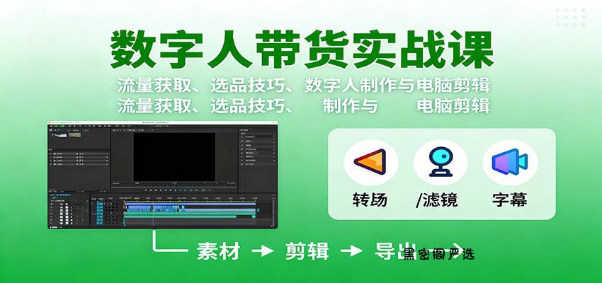 数字人变现实战课：流量获取、选品技巧、数字人制作与电脑剪辑-HeiMiGe