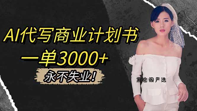 AI代写商业计划书,一单3000+,提供接单渠道,主打长期稳定,永不失业-HeiMiGe