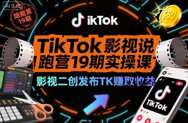 TikTok影视解说陪跑营19期实操课，影视二创发布TK賺取收益，万播收益50美金-HeiMiGe