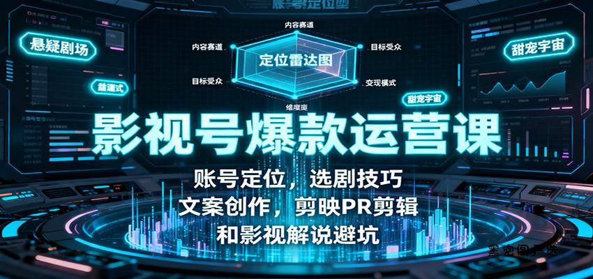 影视号爆款运营课：账号定位，选剧技巧，文案创作，剪映PR剪辑和影视解说避坑-HeiMiGe