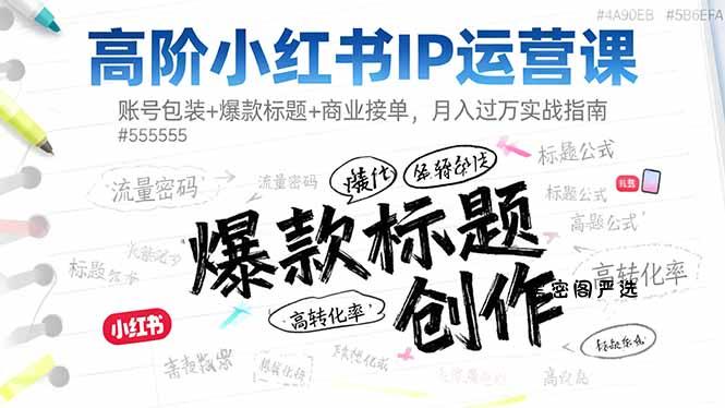 高阶小红书IP运营课：账号包装+爆款标题+商业接单，月入过万实战指南-HeiMiGe