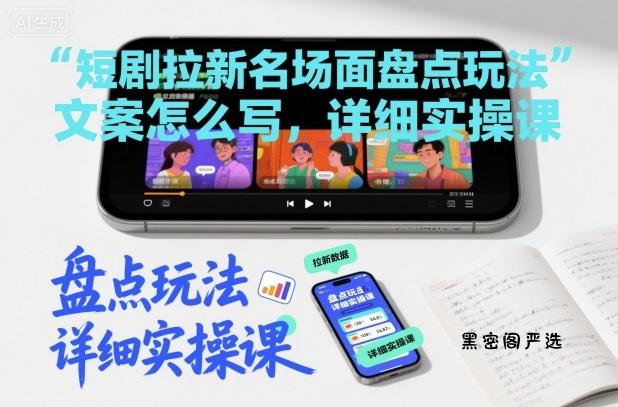 短剧拉新名场面盘点玩法文案怎么写，详细实操课-HeiMiGe