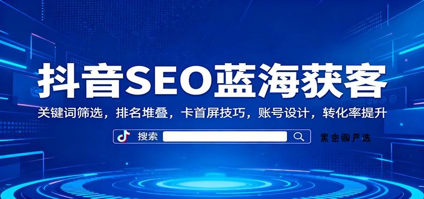 抖音SEO蓝海获客：关键词筛选，排名堆叠，卡首屏技巧，账号设计，转化率提升-HeiMiGe