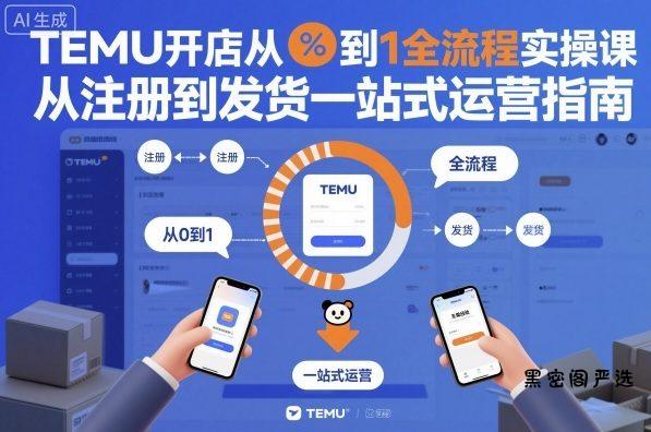 TEMU开店从0到1全流程实操课，从注册到发货一站式运营指南-HeiMiGe