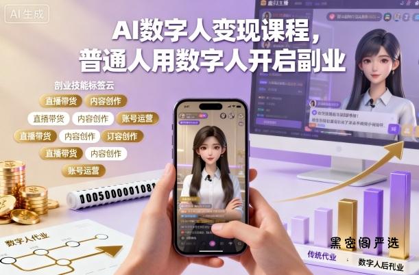 AI数字人变现课程，普通人用数字人开启副业-HeiMiGe