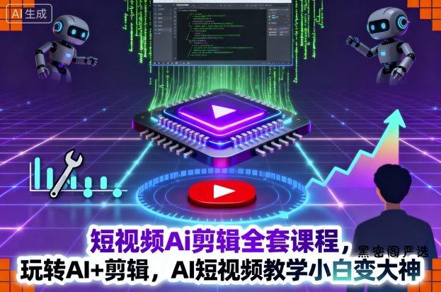 短视频Ai剪辑全套课程，玩转AI+剪辑，AI短视频教学小白变大神-HeiMiGe