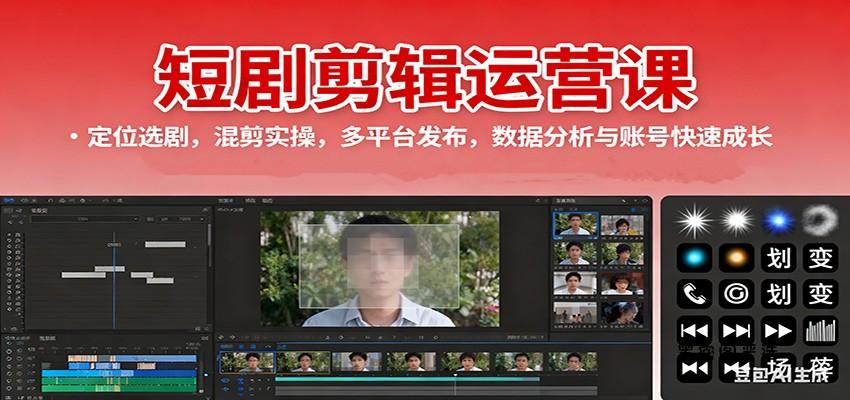 短剧剪辑运营课：定位选剧，混剪实操，多平台发布，数据分析与账号快速成长-HeiMiGe