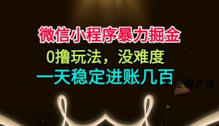 微信小程序暴力掘金，0撸玩法，没难度，一天稳定进账几张【揭秘】-HeiMiGe