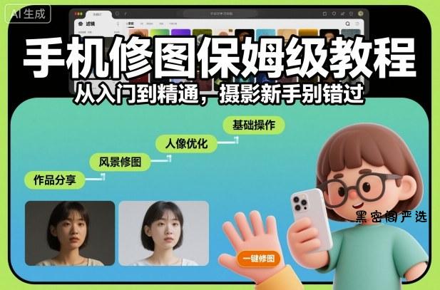 手机修图保姆级教程，从入门到精通，摄影新手别错过-HeiMiGe