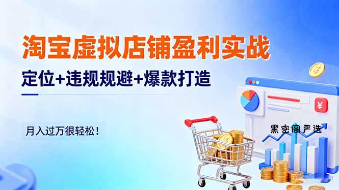 淘宝虚拟店铺盈利实战：定位+违规规避+爆款打造，月入过万很轻松！-HeiMiGe