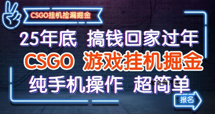 25年底搞钱回家过年，CSGO游戏挂机掘金，纯手机操作超简单-HeiMiGe