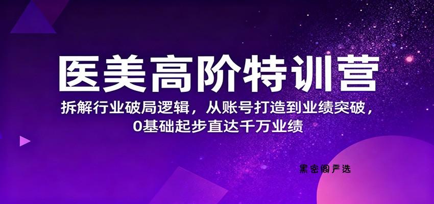 医美高阶特训营，拆解行业破局逻辑，从账号打造到业绩突破，0基础起步直达千万业绩-HeiMiGe