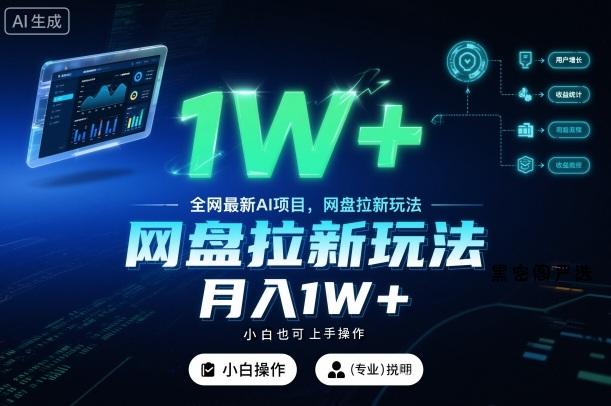全网最新AI项目，网盘拉新玩法，小白也可上手操作，月入1W+【揭秘】-HeiMiGe
