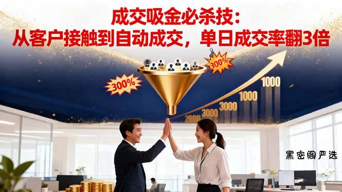 吸金成交营销必杀技：从客户接触到自动成交，单日成交率翻3倍-HeiMiGe