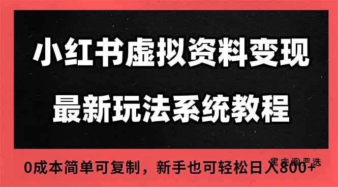 2025小红书虚拟资料最新开店运营教程,搜索流变现玩法,一人多店0成本...-HeiMiGe