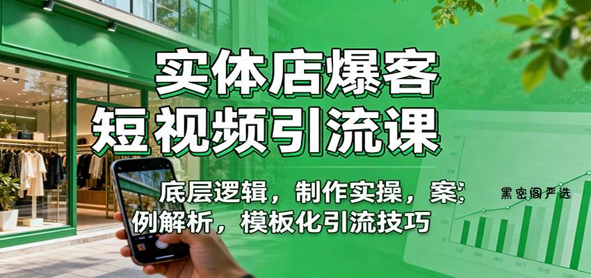 实体店爆客短视频引流课:底层逻辑,制作实操,案例解析,模板化引流技巧-HeiMiGe