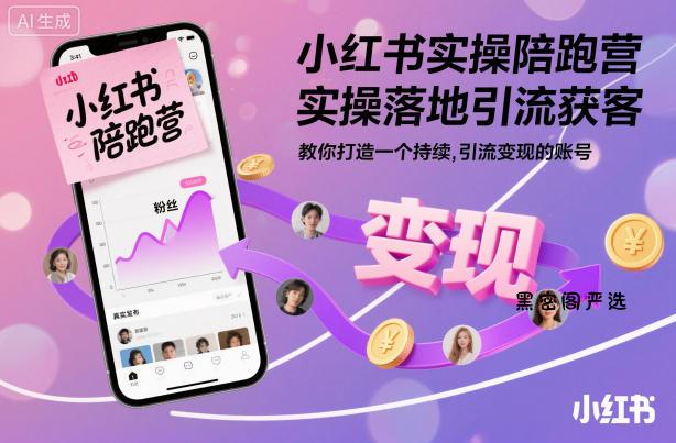 小红书实操陪跑营，实操落地引流获客，教你打造一个持续引流变现的账号-HeiMiGe